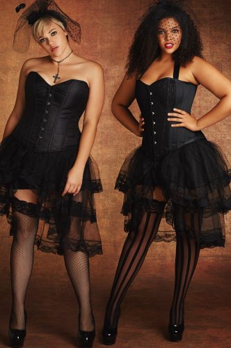Classic Plus Size Steampink Costumes with black tutu skirt and corset.