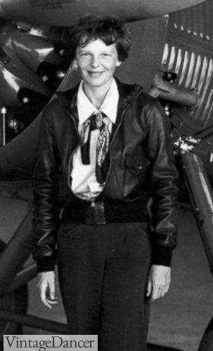 Amelia Earhart- leather flight jacket at VintageDancer