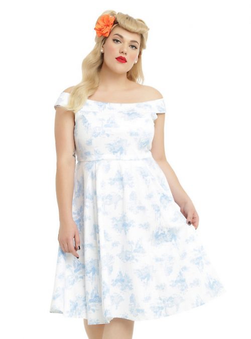 This dress by Hot Topic is a fabulous vintage inspired piece, with its 1950s silhouette. Look closely and you will see Disney princesses printed on the fabric!