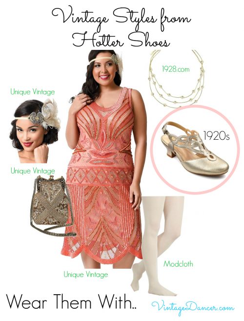 The Juliette shoes are great for creating a 1920s look. Make a complete outfit with beaded dress, headband, purse, stockings and jewelry. 