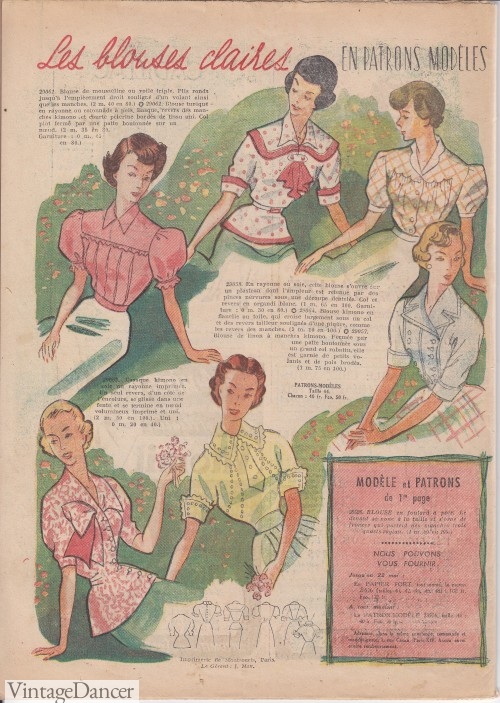 An array of Spring Blouses in Le Petite Echo de la Mode, May 1949