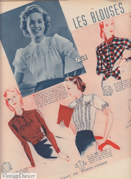 Pussy-Bow blouse photographed in Marie-Claire, March 1938