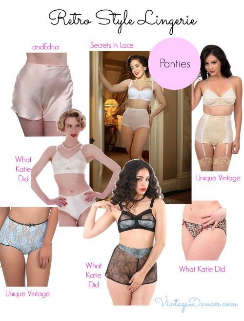 Retro style lingerie inspired by the 1940s and 1950s. High waist, full coverage silk and lace lingerie. Shop at VintageDancer.com
