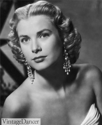 Grace Kelly's famous center part hairstyles 1950s