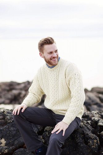 Men's Irish Aran Fisherman cable knit sweater