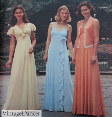 70s party dresses evening gowns