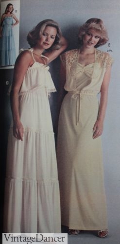 1978 70s summer party dresses white ivory long gowns