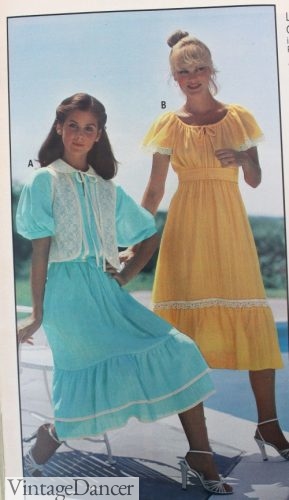 70s dress styles . 1978 casual peasant dresses