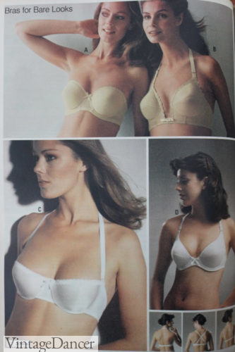 1978 shelf bra, strapless and triangle cup bras