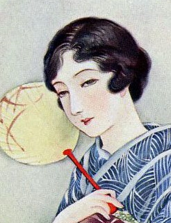 Curled face framing, Japanese 1920s hairstyle