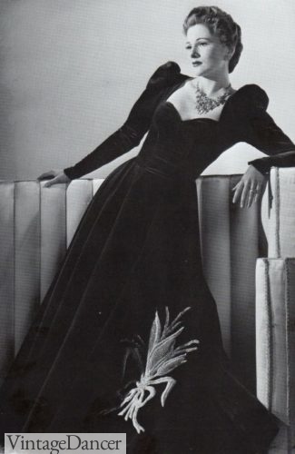 Joan Fontaine for Suspicion, 1941 black velvet evening gown