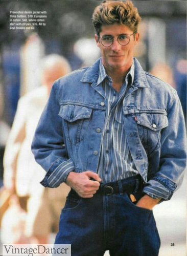 1980s guys clothing, Levis' denim on denim look at VintageDancer