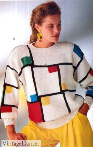 80s sweater Mondrian art print 1980s ugly sweater picture