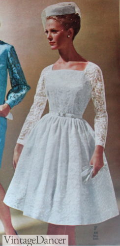 1960s lace short wedding dress with veil