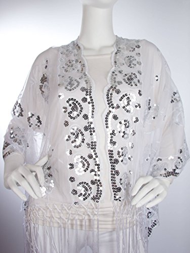 1920s shawl sequins silver Bohomonde