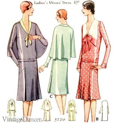 1928 cape day dresses