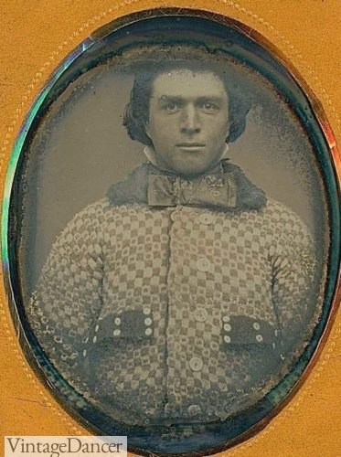 Men victorian cardigan sweater pattern checks checkerboard