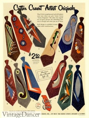 1950s Art print ties