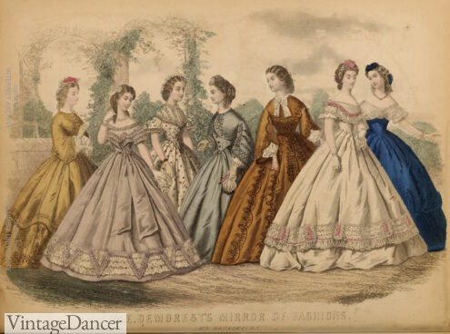 1860s fashion dresses Victorian colors