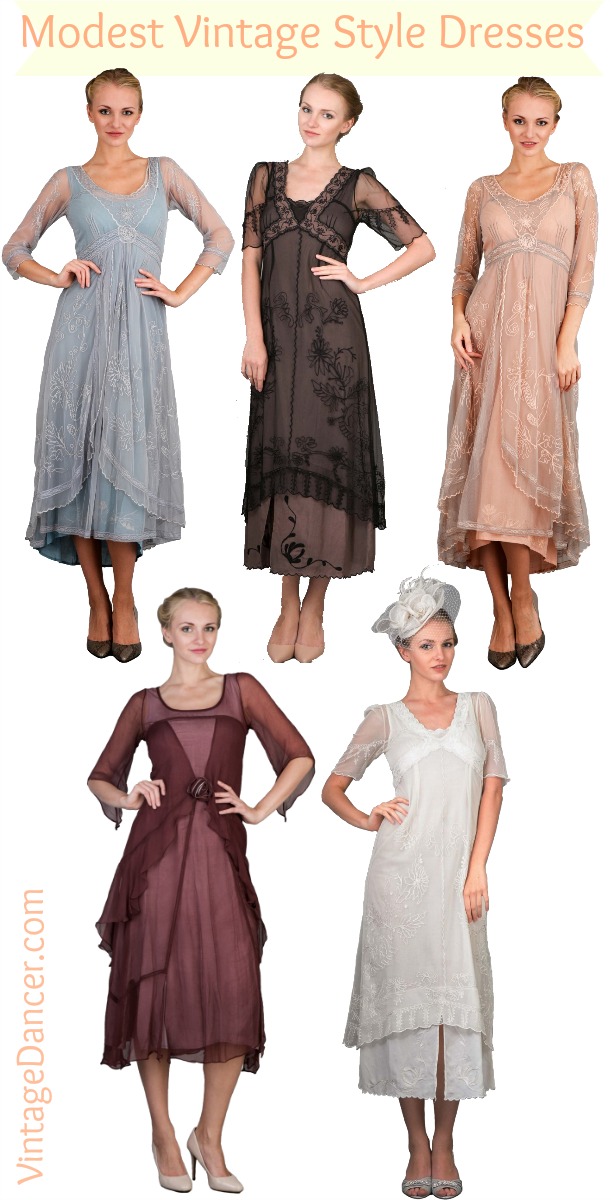 Modest, Mature, Mrs. Vintage Dresses 20s, 30s, 40s, 50s, 60s