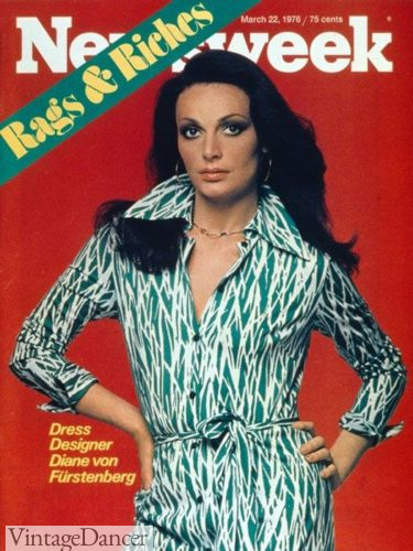 1976 DVF wearing her wrap dress