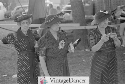 1938 July 4th celebration meant wearing their best. Mrs mature, womans, old ladies fashion 1930s