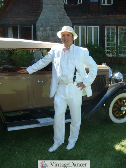 1920s men's all white Gatsby summer outfit