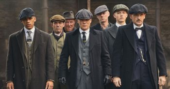 Peaky Blinders cast in neutral color suits with mis-matched vests - get the costume outfit at VintageDancer