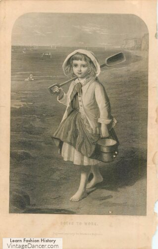 1870s girl ocean playtime summer