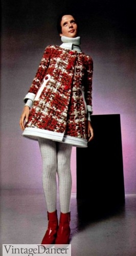 1969 half boots and coat dress. Pierre Cardin L'officiel magazine 1969 shoes booties