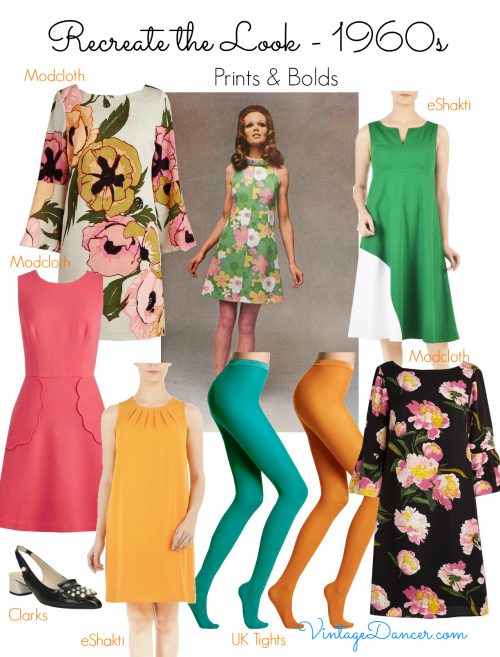 1960s clothing. nothing says the sixties like bright color dresses and matching tights. VintageDancer.com/1960s