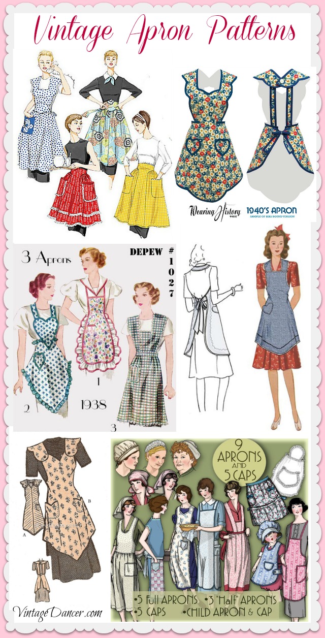 Retro vintage apron patterns sewing patterns DIY at VintageDancer