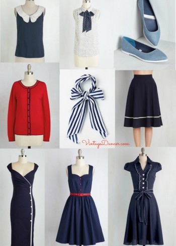 Retro vintage sailor or nautical themed clothing found at Modcloth via VintageDancer.com