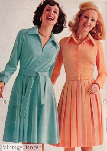 1974 Quiana knit 1970 shirtwaist dresses