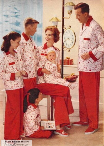 1950s matching family pajamas for Christmas 1959