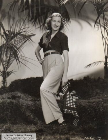 1930s outfit idea with pants trousers slacks women