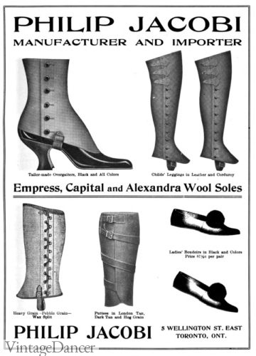 1900s winter boot and leg covers - womens spats, leggings and puttees