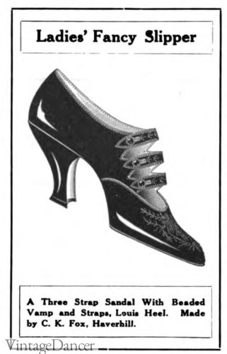 Edwardian heels shoe pumps with beading 1900s 1910