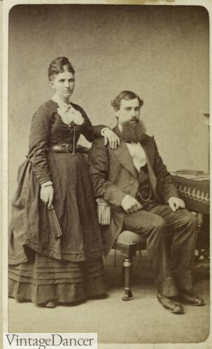 1870s photo woman hand fan men seated