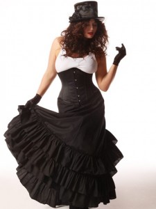 Steampunk Clothing - Skirt, Corset, top hat and gloves 