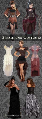 Steampunk Halloween costumes, clothing, fashion ideas. Best sellers from VintageDancer.com/steampunk