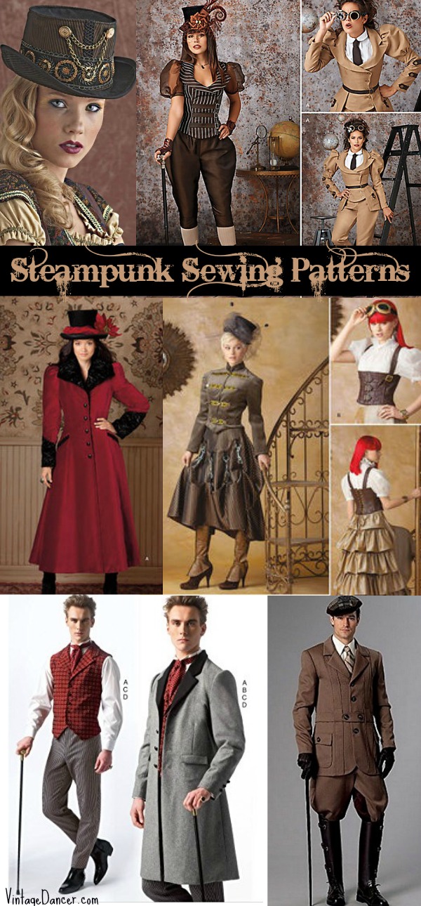 Steampunk Sewing Patterns- Dresses, Coats, Plus Sizes, Men's Patterns