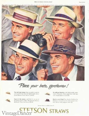 1940s 1950 men hats Stetson straw summer hats 1949