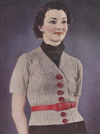 Belt styles of the 1930s began to become more utilitarian towards the end of the decade. This example is from Stitchcraft magazine, 1937.