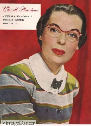 1950s rimless cat eye glasses at VintageDancer