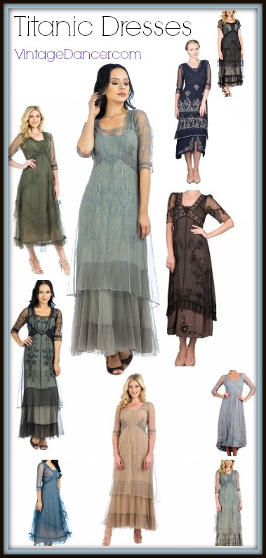 Shop Titanic dresses inspired by the movie costumes, 1912, and the romantic Edwardian era.