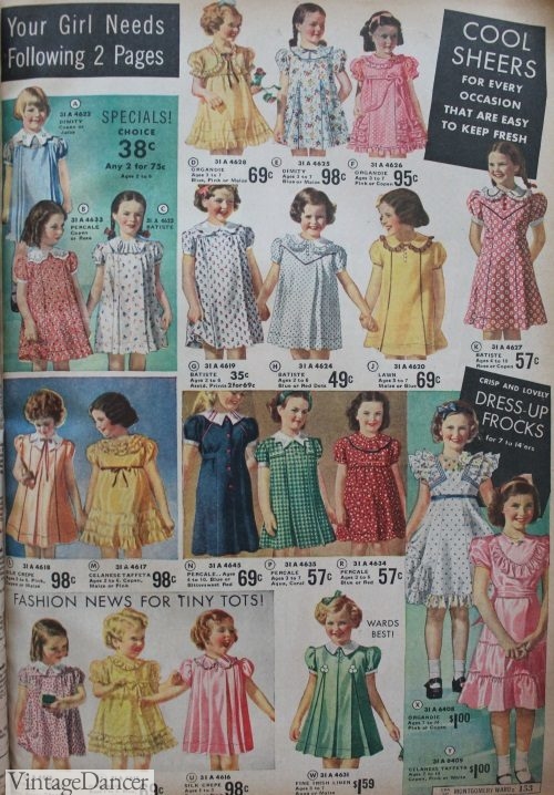 1930s children girls dresses