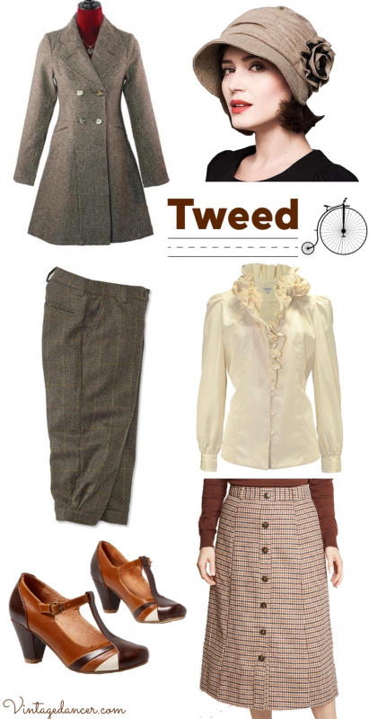 Tweed ride outfit. Fall winter vintage clothing