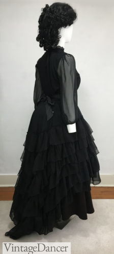 Victorian bustle dress black Halloween Steampunk Victorian costume DIY