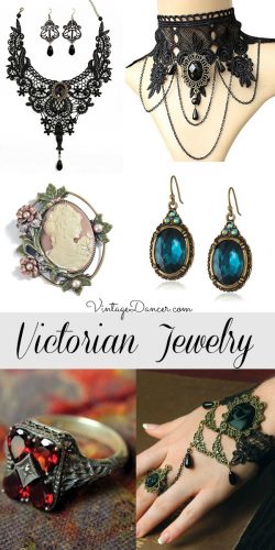 Victorian jewelry, Steampunk jewelry, Gothic jewelry. Victorian necklaces, earrings, rings, bracelets, cameo pins at VintageDancer,com